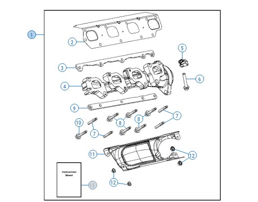 68591572AC Exhaust Manifold Kit LH (5,7L 2019+ RAM DT) - 68591573AC – Bild 1