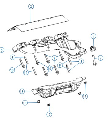 68591585AA Exhaust Manifold Kit LH (5,7L 09-24 RAM DS) - 68591586AA – Bild 1